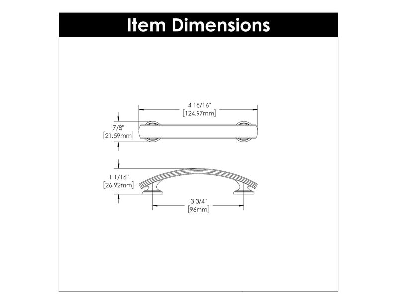 Hickory Hardware 1 Pack Solid Core Kitchen Cabinet Pulls  Luxury Cabinet Handles  Hardware for Doors & Dresser Drawers  3-3/4 Inch (96mm) Hole Center  Brushed Golden Brass  American Diner Collection - Image 5